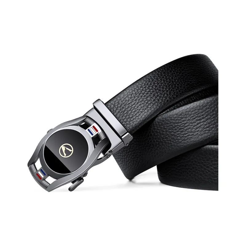 AUGTARLION Business Individual Cut Out Pant Belt Cow Leather Leather Belts Men's Gunmetal 3.5cm-4