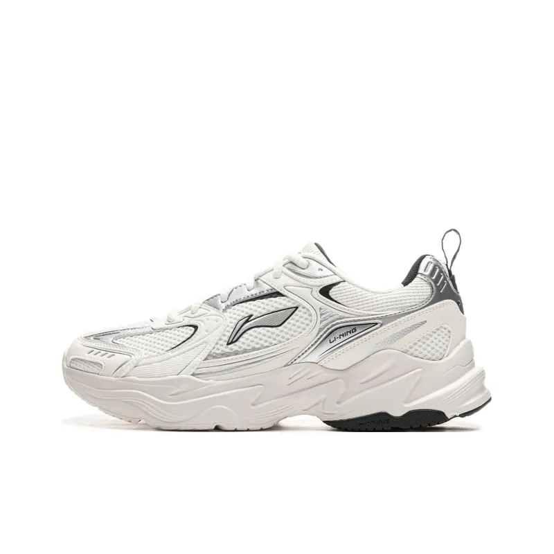 LiNing Meteor 2K Cushioning Anti-Slip And Wear-Resistant Support Low-Top Running Shoes Men's White Silver-0