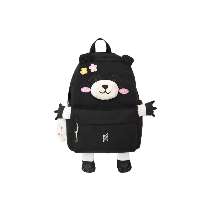 NOMK Nylon Backpack Laptop Bag Women's Black/Khaki/White-0