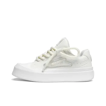 Cabbeen Preppy Big Head Versatile Height Increasing Abrasion Resistant Low Top Skateboard Shoes Men's White