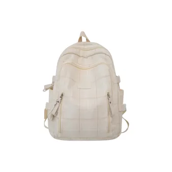 MOK Cotton Linen Blend With Nylon Backpack Unisex White/Black/Pink/Khaki