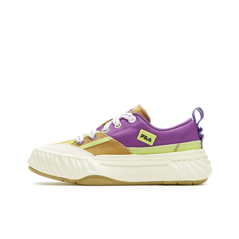 FILA Fosso Wear Resistant Low Top Canvas Shoes Women's Purple Yellow-0