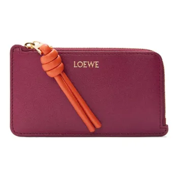 LOEWE Bright Nappa Leather Card Holder Women's Dark Red & Maple