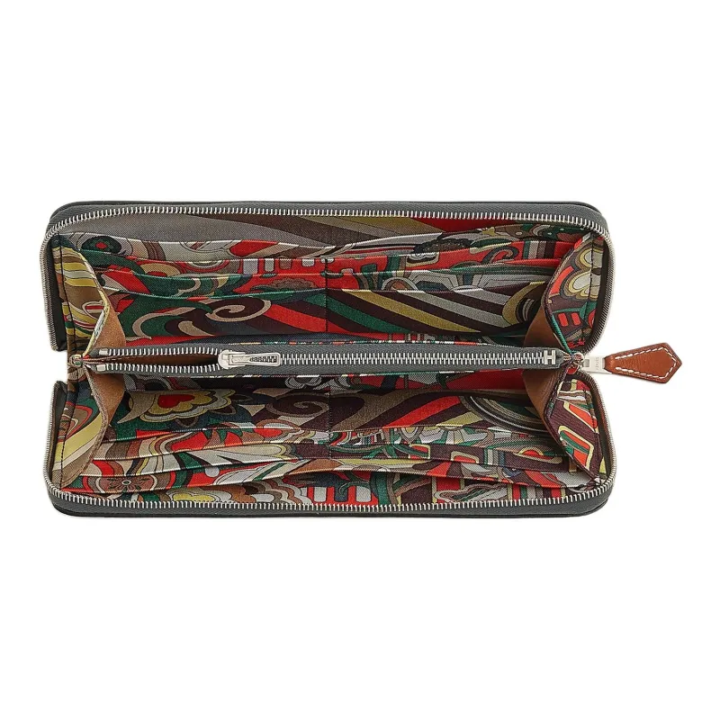 HERMES Evercolor Calfskin Wallet Women's Gray Mist/Beige/Marlfa/Purinol-1