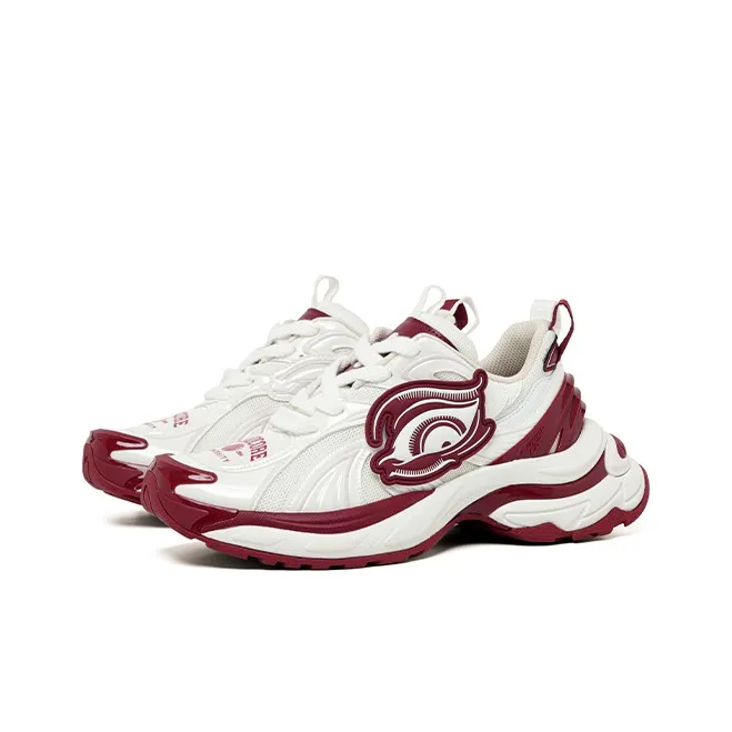 STA x OLD ORDER Cushioning Low Top Running Shoes Unisex White Red-1