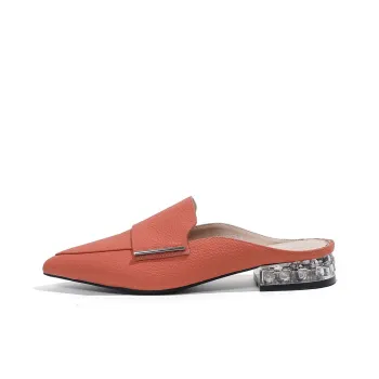 Mulinsen Rubber Sole Stitching Abrasion Resistant Slip Resistant Closed Toe Slippers Women's Orange