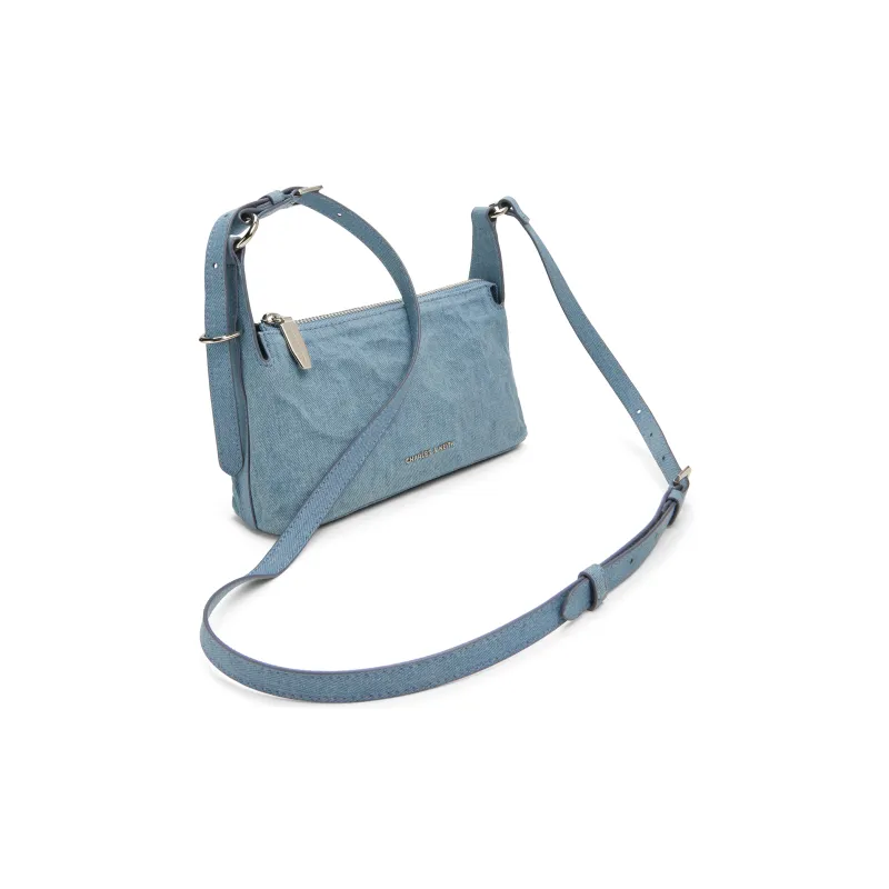 CHARLES&KEITH Fabric Shoulder Bag Trumpets Women's Dark Denim Blue-2