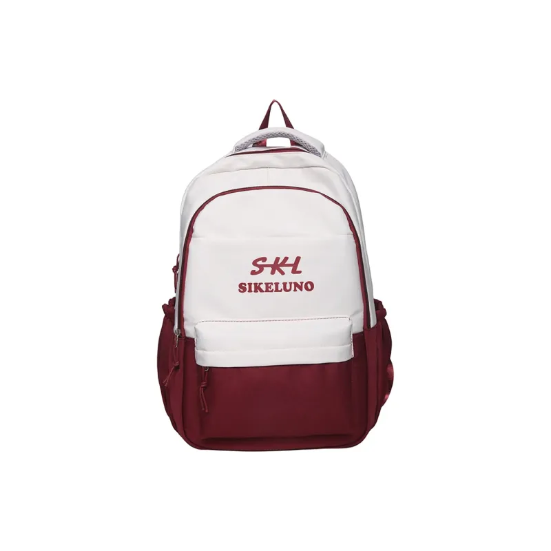 MOK Nylon Backpack Unisex Black/Burgundy/Khaki/Navy Blue-3