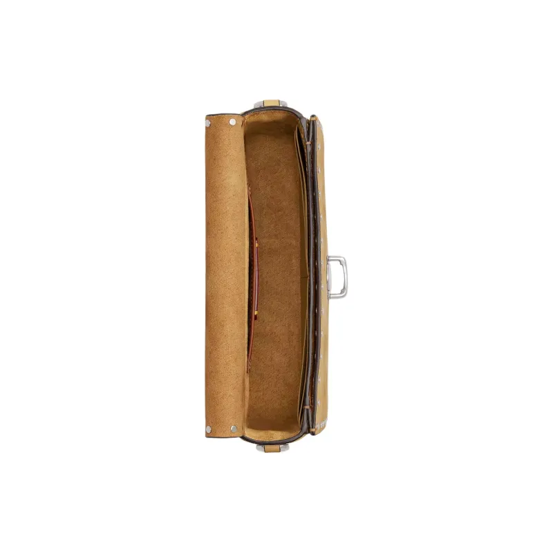COACH Suede With Glove Tanned Leather Baguette Shoulder Bag Mini Women's Earthy Yellow-4