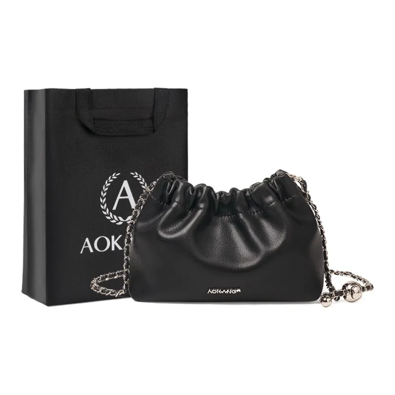 AOKANG Cow Leather Crossbody Shoulder Bag Small Size Women's Cream Apricot/Cookie/Classic Black-10