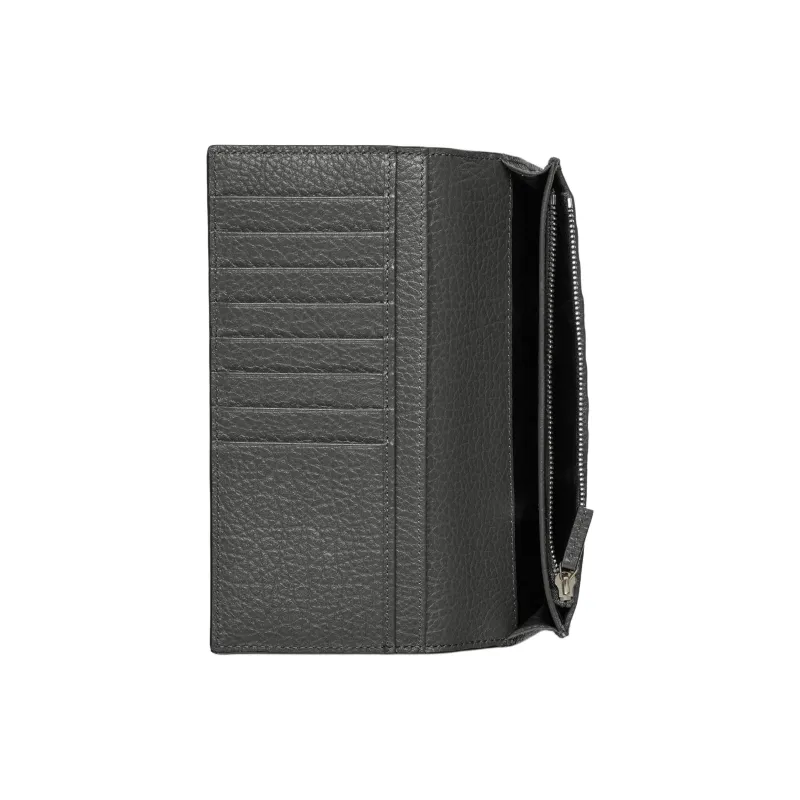 GUCCI Grain Leather Wallet Regular Men's Gray-4