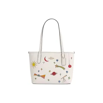 COACH City Leather Tote Bag Shopping Bag Handbag Shoulder Bag Women's Chalk Multicolor