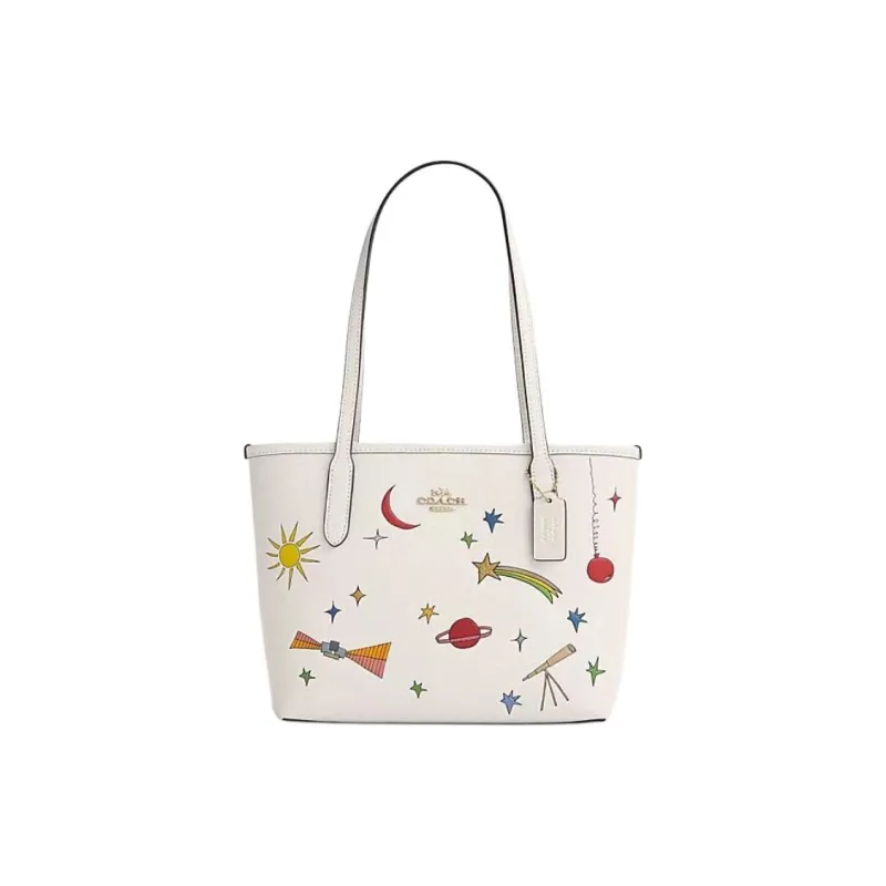 COACH City Leather Tote Bag Shopping Bag Handbag Shoulder Bag Women's Chalk Multicolor-0