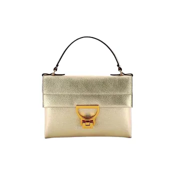 COCCINELLE Calfskin Shoulder Bag Crossbody Bag Handbag Mini Women's Light Gold