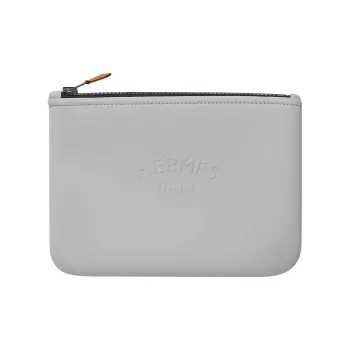 HERMES Polyamide Toiletry Bag, Clutch Large Size Unisex 05 Argente Silver