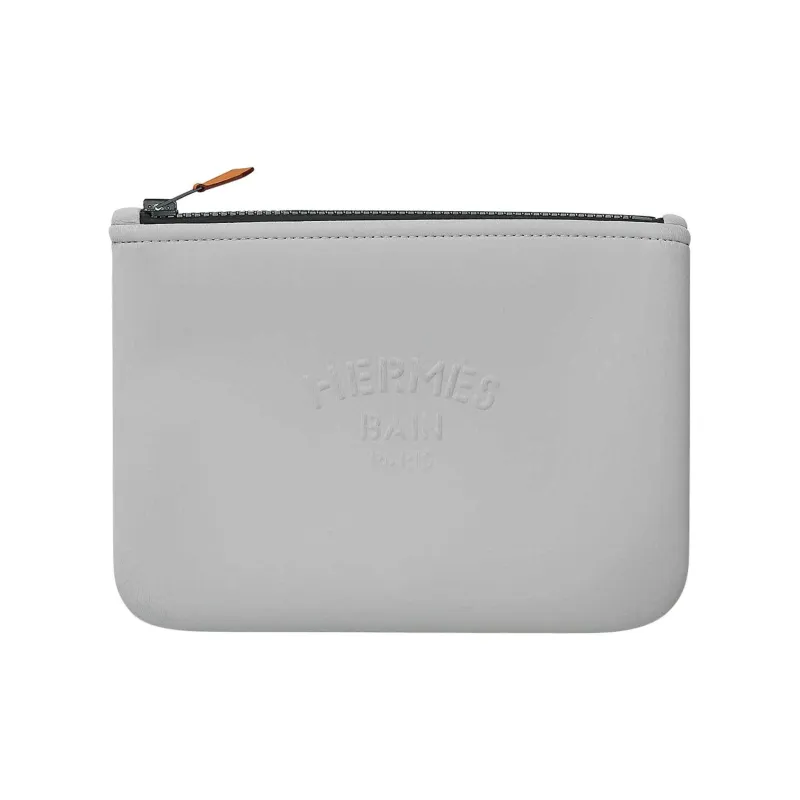HERMES Polyamide Toiletry Bag, Clutch Large Size Unisex 05 Argente Silver-0