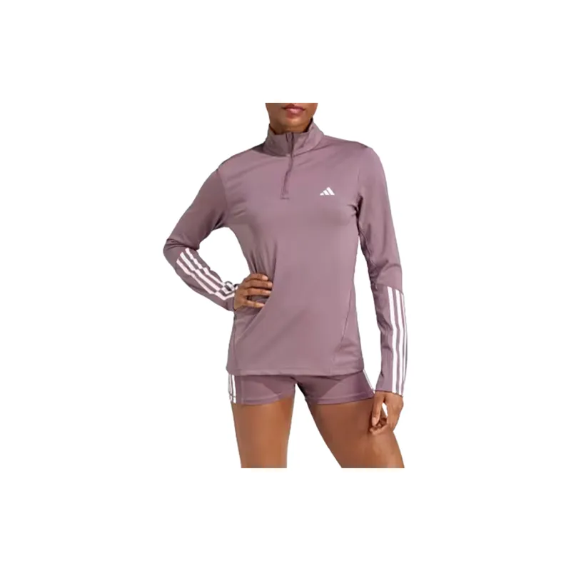 Adidas Hyperglam Training Quarter-Zip Track Top Workout Clothing Women's Dark Shadow Fig-1