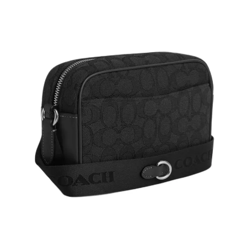 COACH Jamie Iconic Jacquard Camera Bags Crossbody Bag Shoulder Bag Women's Silver & Black-1