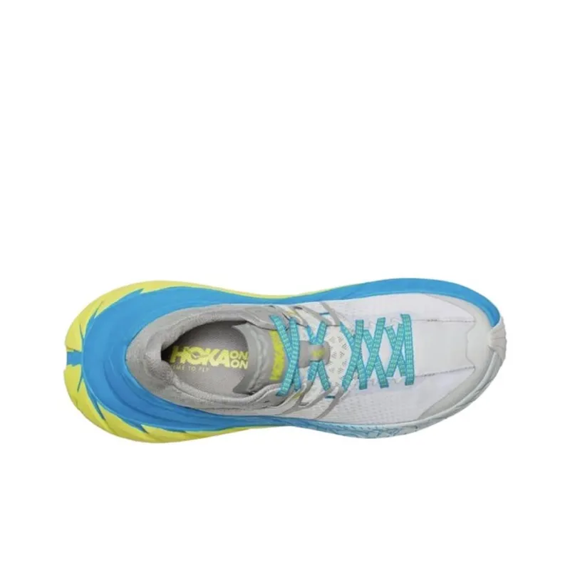 HOKA ONE ONE Tennine Cushioning Breathable Rebound Low Top Running Shoes Men's Gray Blue-3
