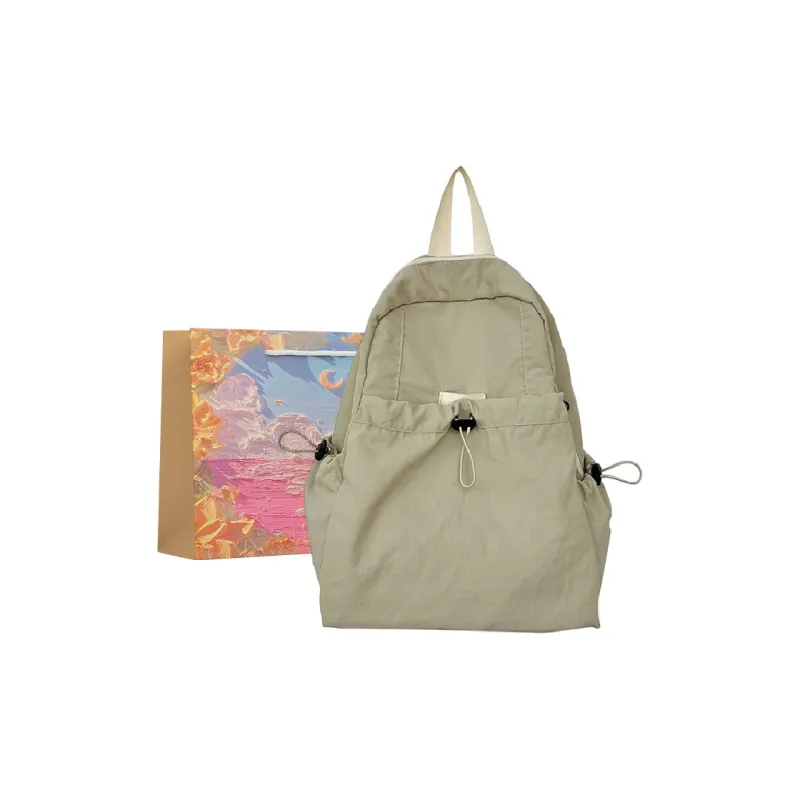 BRINCH Nylon Backpack Regular Unisex Khaki Ecru Green Black-2