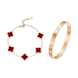 [Red]Roman Holiday & Four-Leaf Clover Bracelet