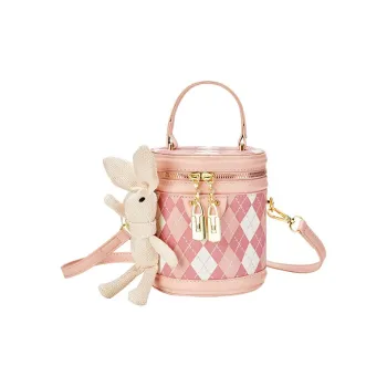 JANE KLAIN Synthetic Leather Portable Bucket Bag Regular Women's Pink/White