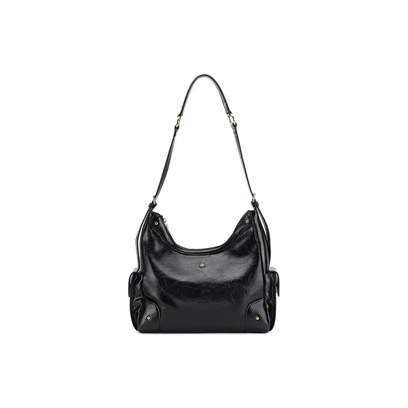 PIERRE CARDIN Synthetic Leather Shoulder Bag, Handbag Women's Black/Brown/Bitter Coffee-1