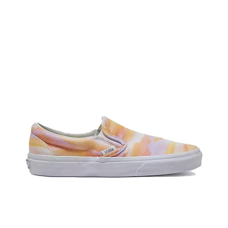 Vans Classic Slip On Waterproof And Wear resistant Low Top Skateboard Shoes Unisex Orange White-1