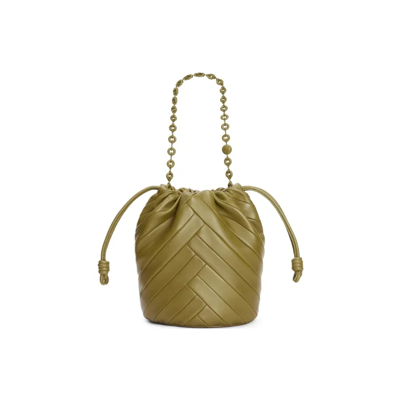 LOEWE Soft Nappa Sheep Leather Bucket Bag, Handbag, Shoulder Bag Women's Olive-6