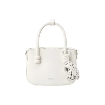 SEM/R Synthetic Leather Handbag Regular Women's Cream / Caramel Brown / Black