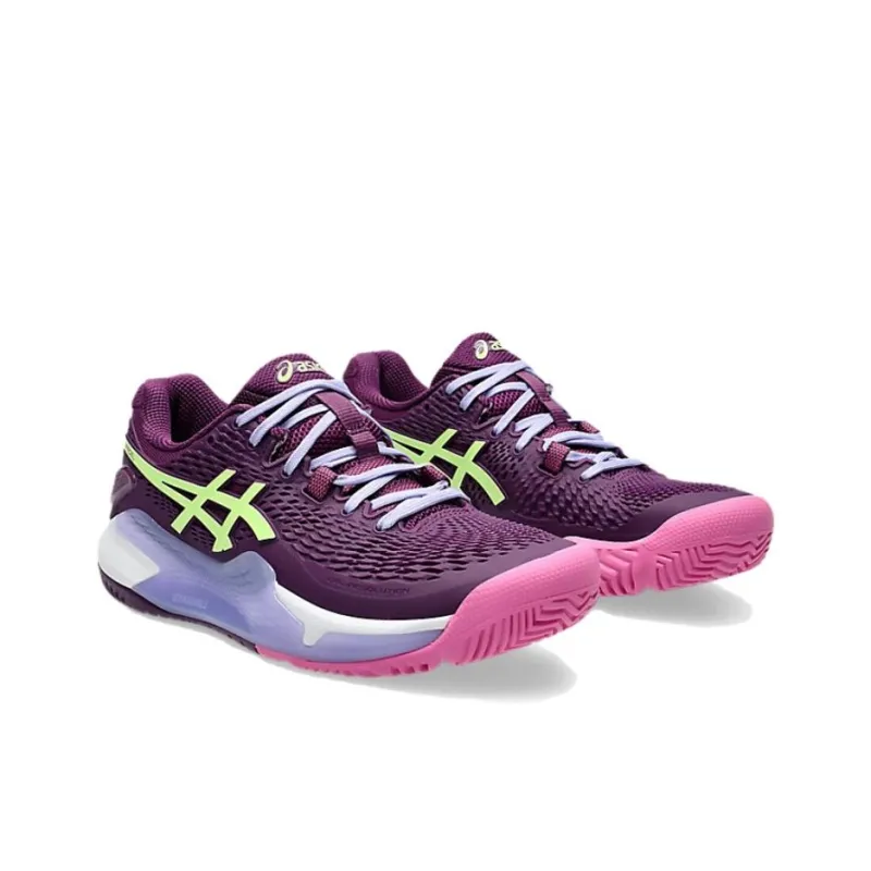 Asics Gel Resolution 9 Padel Deep Mauve Lime Green Women's-2