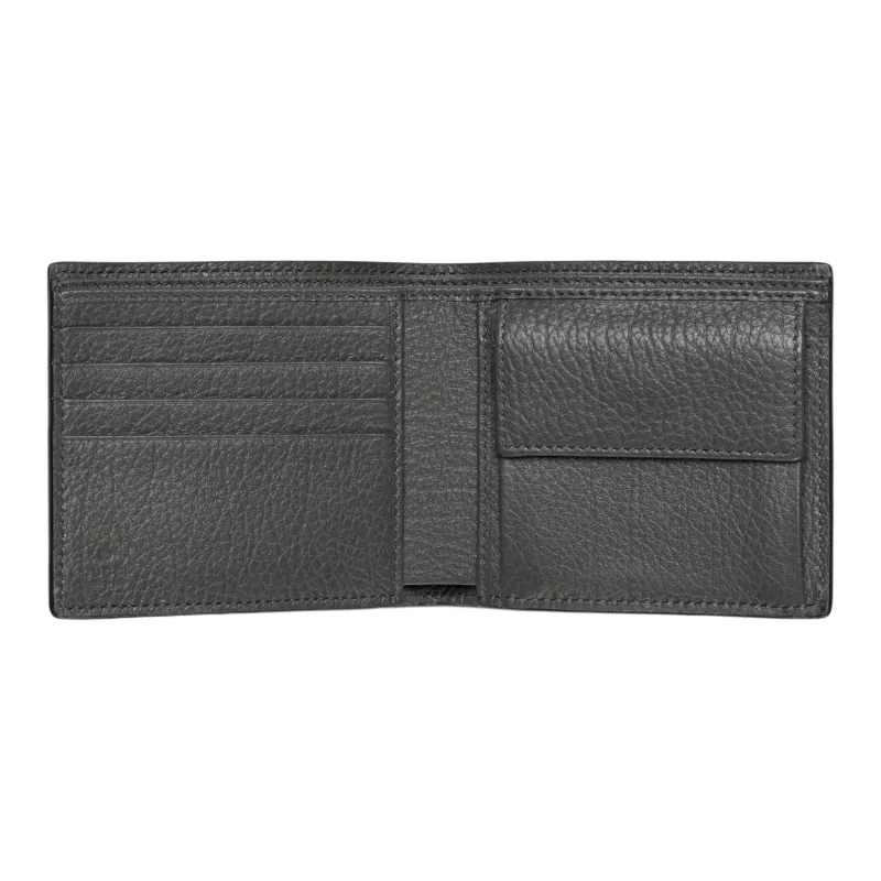 GUCCI Grain Leather Coin Purse Men's Gray-4