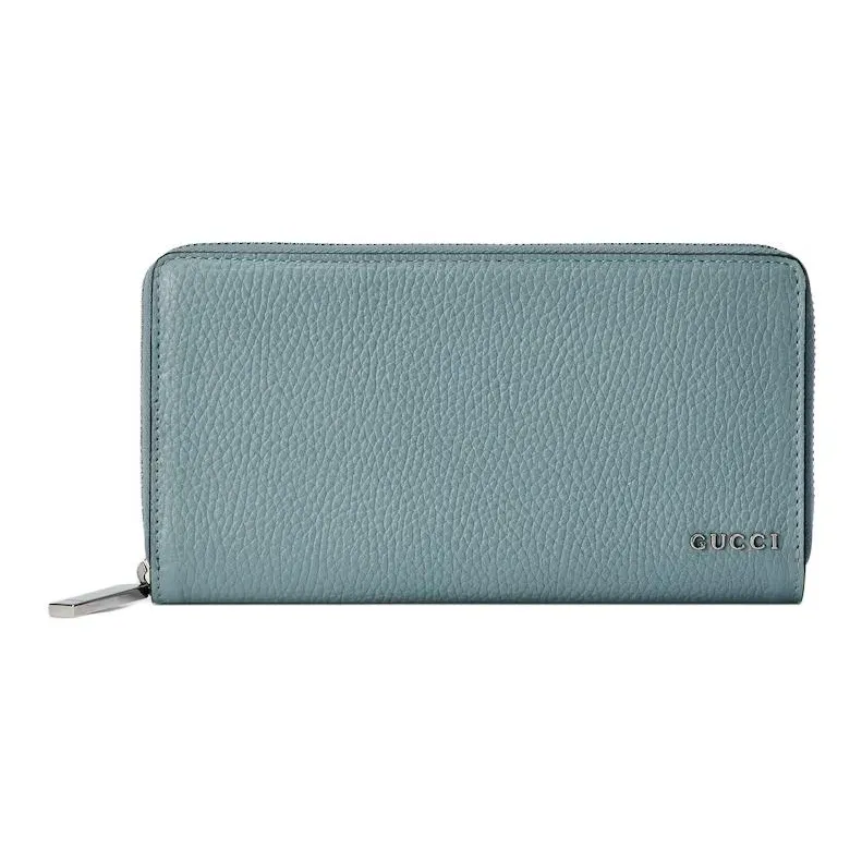 GUCCI Leather Long Wallets Men's Light Green-0