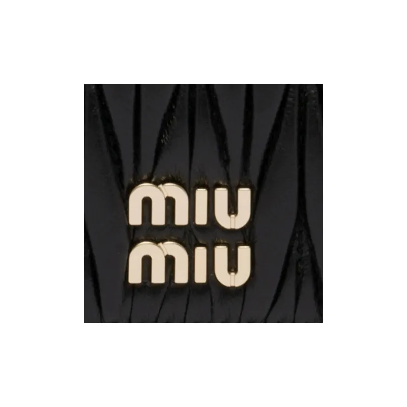 MIU MIU Matelassé Sheepskin Card Holder Women's Black-5