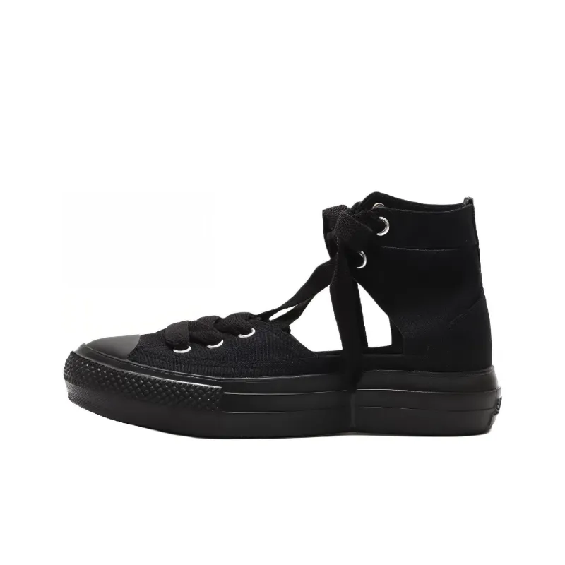 Converse All Star Light PLTS GHILLIE HI Balance Mid-Top Canvas Shoes Women's Black-0