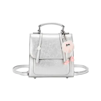 JANE KLAIN Synthetic Leather Backpack Handbag, Shoulder Bag Backpack Regular Women's Silver/Black/Ecru
