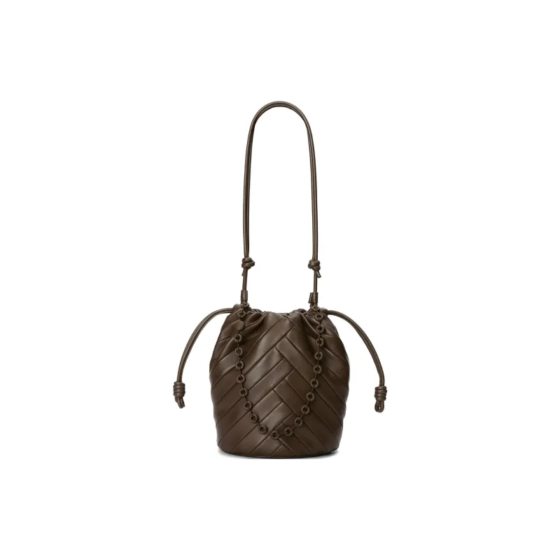LOEWE Soft Nappa Sheep Leather Bucket Bag Handbag Shoulder Bag Medium Size Women's Chocolate-3