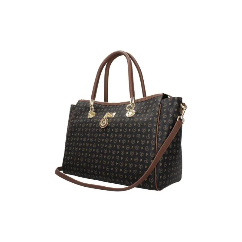 Pollini Leather Tote Bag, Shopping Bag, Shoulder Bag, Crossbody Bag, Handbag Tubas Women's Black Umber-1