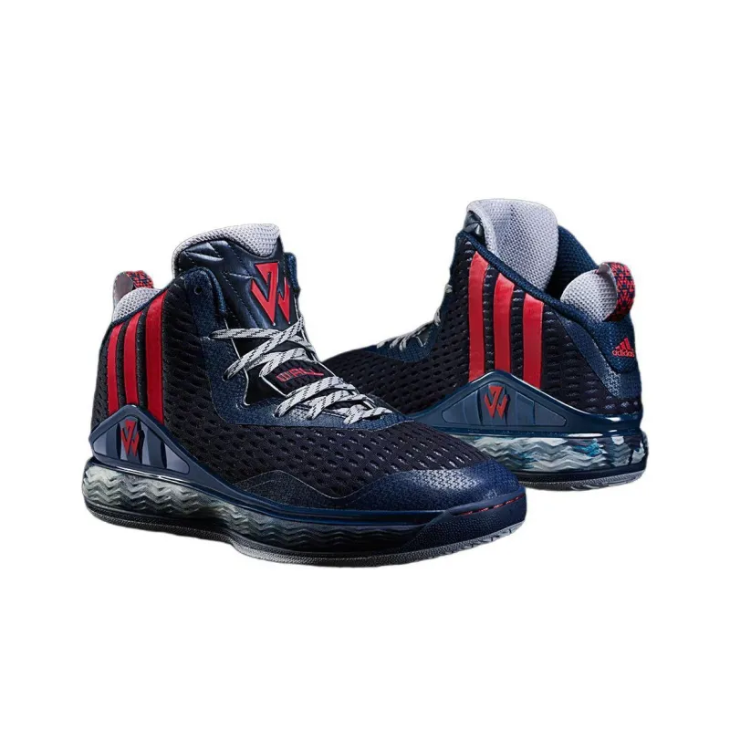 Adidas J Wall 1 Anti Slip Wear Resistant Mid Top Vintage Basketball Shoes Men's Black Red-3