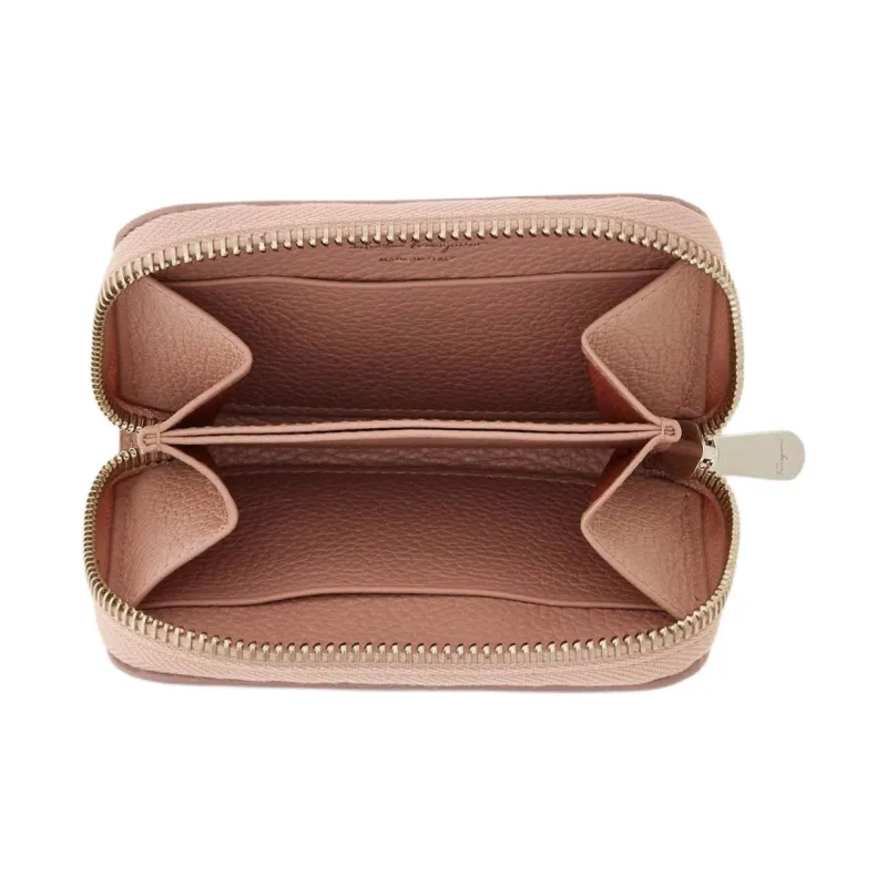 FERRAGAMO GANCINI Calfskin Card Holder Women's Blush Pink-3