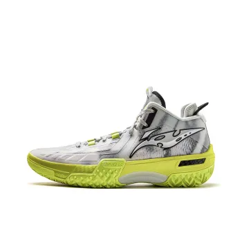 LiNing Jie Ao Silent Cushioned Slip Resistant Abrasion Resistant Mid Top Basketball Shoes Men's Light Lime