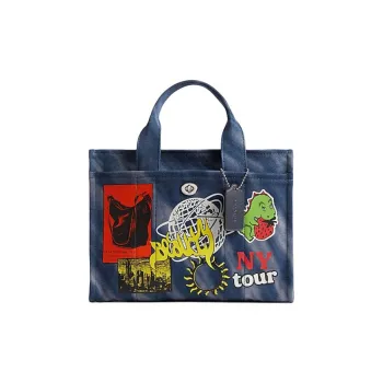 COACH Cargo Fabric Tote Bag Shopping Bag Shoulder Bag Crossbody Bag Handbag Large Size Unisex Midnight Blue & Navy