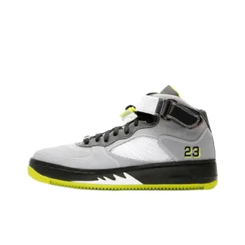 Jordan Air Jordan Fusion 5 Cushioning Wear-Resistant Mid-Top Basketball Shoes Men's White Gray Green