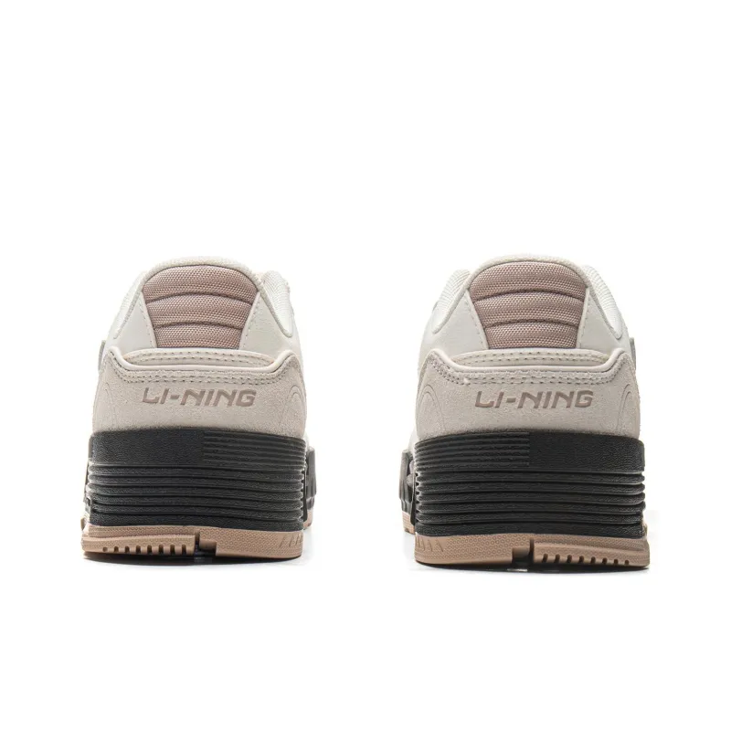 LiNing Li Cheng Cushioning Wear Resistant Low Top Skateboard Shoes Women's Mist White-5
