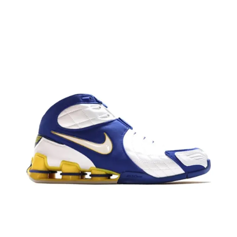 Nike Shox VC V Cushioning Anti Slip And Wear Resistant Mid Top Basketball Shoes Men's White Blue Yellow-1