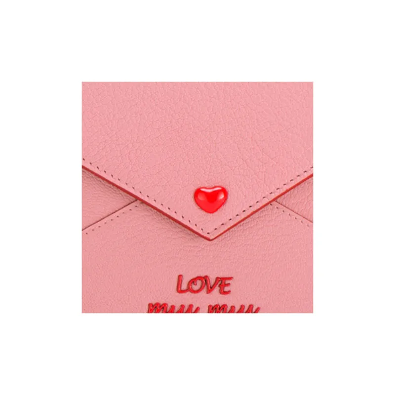 MIU MIU Sheepskin Envelope Bag Wallets Small Size Women's Pink-5
