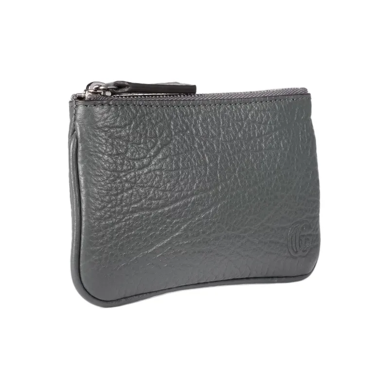 GUCCI Grain Leather Key Pouch Men's Gray-1