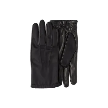 PRADA Leather Recycled Nylon Other Gloves Men's Black