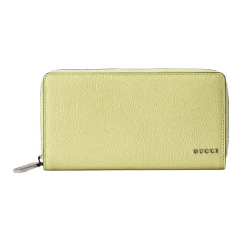 GUCCI Leather Long Wallets Men's Lime Green