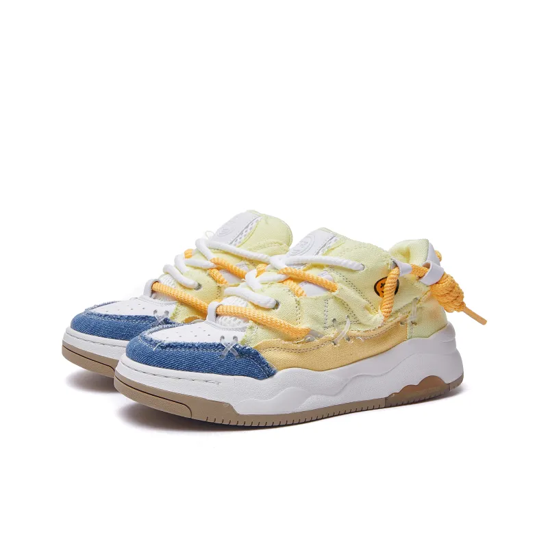 DFOA Height Increasing Lightweight Breathable Low-Top Skateboard Shoes Unisex Yellow-2